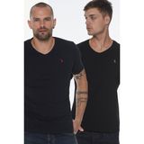 Dewberry T8568 Lacivert - Siyah V Yaka Erkek T-Shirt İkili Set