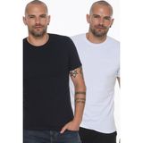 Dewberry T8569 İkili Set Bisiklet Yaka Erkek T-Shirt-Lacivert - Beyaz - M