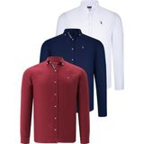Dewberry Üçlü Set G674 Dewberry Erkek Gömlek Lacivert Beyaz Bordo - Lacivert - Beyaz - Bordo