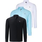 Dewberry Üçlü Set G674 Dewberry Erkek Gömlek Lacivert Beyaz Camgöbeği - Beyaz - Cam Göbeği