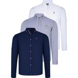 Dewberry Üçlü Set G674 Dewberry Erkek Gömlek-Lacivert-Beyaz-Gri - Çok Renkli