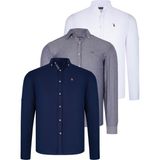 Dewberry Üçlü Set G674 Dewberry Erkek Gömlek-Lacivert-Beyaz-Kot Mavisi - Denim