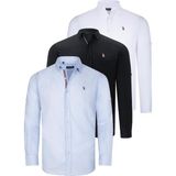 Dewberry Üçlü Set G674 Dewberry Erkek Gömlek-Siyah-Beyaz-Açık Mavi