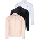 Dewberry Üçlü Set G674 Dewberry Erkek Gömlek Siyah Beyaz Bej - XL - Siyah - Beyaz - Bej