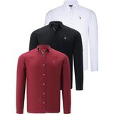 Dewberry Üçlü Set G674 Dewberry Erkek Gömlek Siyah Beyaz Bordo - Siyah - Beyaz - Bordo