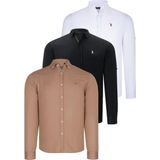 Dewberry Üçlü Set G674 Dewberry Erkek Gömlek Siyah Beyaz Camel - Camel - Siyah - Beyaz