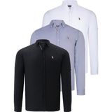 Dewberry Üçlü Set G674 Dewberry Erkek Gömlek Siyah Beyaz Gri - Siyah - Beyaz - Gri - 2XL