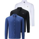Dewberry Üçlü Set G674 Dewberry Erkek Gömlek Siyah Beyaz Indigo - Beyaz - İndigo - Siyah