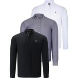 Dewberry Üçlü Set G674 Dewberry Erkek Gömlek-Siyah-Beyaz-Kot Mavisi - XL - Siyah - Denim