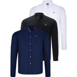 Dewberry Üçlü Set G674 Dewberry Erkek Gömlek Siyah Beyaz Lacivert - Lacivert - Siyah - Beyaz