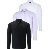 Dewberry Üçlü Set G674 Dewberry Erkek Gömlek-Siyah-Beyaz-Lila - Siyah - Beyaz - Lila