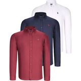 Dewberry Üçlü Set G725 Dewberry Erkek Gömlek-Beyaz-Lacivert-Bordo - Beyaz - Lacivert - Bordo