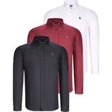 Dewberry Üçlü Set G725 Dewberry Erkek Gömlek-Siyah-Beyaz-Bordo - 3XL - Siyah - Beyaz - Bordo