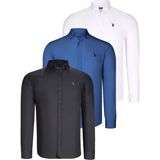 Dewberry Üçlü Set G725 Dewberry Erkek Gömlek-Siyah-Beyaz-Indigo - Renkli