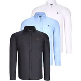 Dewberry Üçlü Set G725 Dewberry Erkek Gömlek-Siyah-Beyaz-Mavi - 3XL - Siyah - Beyaz - Mavi