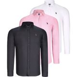 Dewberry Üçlü Set G725 Dewberry Erkek Gömlek-Siyah-Beyaz-Pembe - Siyah - Beyaz - Pembe