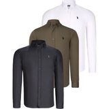 Dewberry Üçlü Set G725 Dewberry Erkek Gömlek Siyah Beyaz Yeşil - Siyah - Beyaz - Yeşil