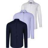Dewberry Üçlü Set G726 Dewberry Gömlek-Lacivert-Beyaz-Lila - XL - Lacivert - Beyaz - Lila