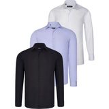 Dewberry Üçlü Set G726 Dewberry Gömlek-Siyah-Beyaz-Lila - 2XL - Siyah - Beyaz - Lila