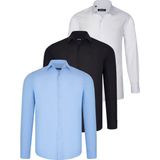 Dewberry Üçlü Set G726 Dewberry Gömlek Siyah Beyaz Mavi - XL - Siyah - Beyaz - Mavi