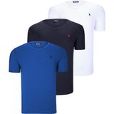 Dewberry Üçlü Set T8568 V Yaka Erkek T-Shirt Koyu Lacivert Kar Beyaz Açık Yeşil - Lacivert - Beyaz - 3XL