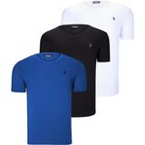 Dewberry Üçlü Set T8568 V Yaka Erkek T-Shirt Koyu Lacivert Kar Beyaz Açık Yeşil - Siyah - Beyaz - 3XL