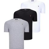 Dewberry Üçlü Set T8568 V Yaka Erkek T-Shirt Koyu Lacivert Kar Beyaz Açık Yeşil - Siyah - Beyaz - Gri - 2XL