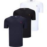 Dewberry Üçlü Set T8568 V Yaka Erkek T-Shirt Koyu Lacivert Kar Beyaz Açık Yeşil - XL - Beyaz - Siyah - Lacivert