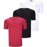 Dewberry Üçlü Set T8568 V Yaka Erkek T-Shirt Koyu Lacivert Kar Beyaz Açık Yeşil - XL - Siyah - Beyaz - Bordo