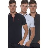 Dewberry Üçlü Set T8571 Dewberry Fermuarlı Erkek T-Shırt-Antrasit-Beyaz-Lacivert - Antrasit - Beyaz - 2XL