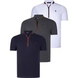 Dewberry Üçlü Set T8571 Dewberry Fermuarlı Erkek T-Shırt-Lacivert-Beyaz-Antrasit - 2XL