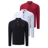 Dewberry ÜÇLÜ SET V4009 DEWBERRY ERKEK SWEATSHIRT-SİYAH-BEYAZ-BORDO