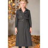 Dewberry Z6674 Dewberry Bayan Trençkot-Düz Siyah - Antrasit - M
