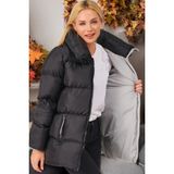Dewberry Z6682 Dewberry Bayan Mont-Düz Siyah - L - Antrasit