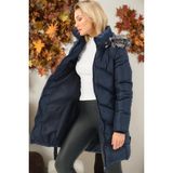 Dewberry Z6740 Koyu Lacivert Düz Bayan Kaban