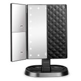 deweisn Trifold Işıklı Makyaj Aynası 21 LED Işıklı, 1x/2x/3x Büyütme ve Dokunmatik Ekran Kısma, İki Güç Kaynağı Makyaj Aynası, Kadınlar için Hediye