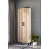 Dewoody 8 Raflı 2 Kapaklı Kalın Raflı Ayakkabılık Çok Amaçlı Mutfak Banyo Dolabı Kiler Dolabı - Beyaz