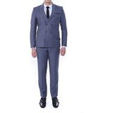 Dewsa Plus Sivri Yaka Çift Yırtmaç Slimfit Düz Koyu Gri Füme Kruvaze Takım Elbise - 54 - 6 Drop
