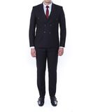 Dewsa Plus Sivri Yaka Çift Yırtmaç Slimfit Düz Siyah Kruvaze Takım Elbise - 54 - 6 Drop