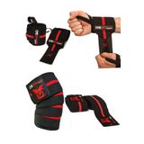 Dex Supports Knee Wraps Siyah Kırmızı Diz Bandajı