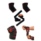 Dex Supports Lasting Energy Fitness Dirseklik +Bilek Bandajı (Wrist Wraps) + Diz Bandajı,Knee Wraps+Straps 4'Lü Set