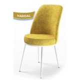 Dexa Serisi, Üst Kalite Mutfak Sandalyesi, Metal Beyaz Iskeletli, Hardal Sandalye