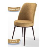 Dexa Serisi, Üst Kalite Mutfak Sandalyesi, Metal Kahverengi Iskeletli, 6 Cappucino Sandalye