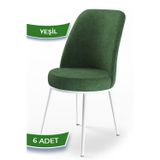 Dexa Serisi, Üst Kalite Yemek Odası Sandalyesi, Metal Beyaz Iskeletli, 6 Yeşil Adet