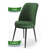 Dexa Serisi, Üst Kalite Yemek Odası Sandalyesi, Metal Siyah Iskeletli, 4 Adet Yeşil Sandalye