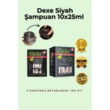 Dexe Siyah Şampuan Şaset 10x25ml | 5 Dakikada Kalıcı Saç Boyası (Tek Kullanımlık 10’lu) - Derin Siyah