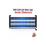 Dexmon 6W + 2000V Çift UV Mor Işıklı Elektrikli Sinek Öldürücü | Endüstriyel Mutfak, Restoran, Kafe ve Ev Kullanımı | Güçlü