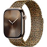 Dexmon Apple Watch 11 10 42MM 9 8 7 6 Se Uyumlu 38 40 41MM Leopar Desenli Mıknatıslı Metal Hasır Kordon - Açık Leopar - Watch 10 42mm 38 40 41mm