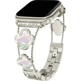 Dexmon Apple Watch 11 10 42MM 9 8 7 6 Se Uyumlu 38 40 41MM Lüks Taşlı Çiçekli Metal Kordon – Şık Zarif Kadın Saat Kayışı - Starlight - Watch 11 10 42mm 38 40 41mm