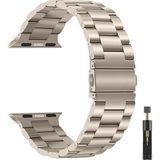 Dexmon Apple Watch 11 10 46mm - 6 7 8 9 10 11 SE Ultra Uyumlu 42 44 45 49mm Paslanmaz Çelik Metal Bakla Kordon - Starlight - Watch 10 46 - 42/44/45/49mm